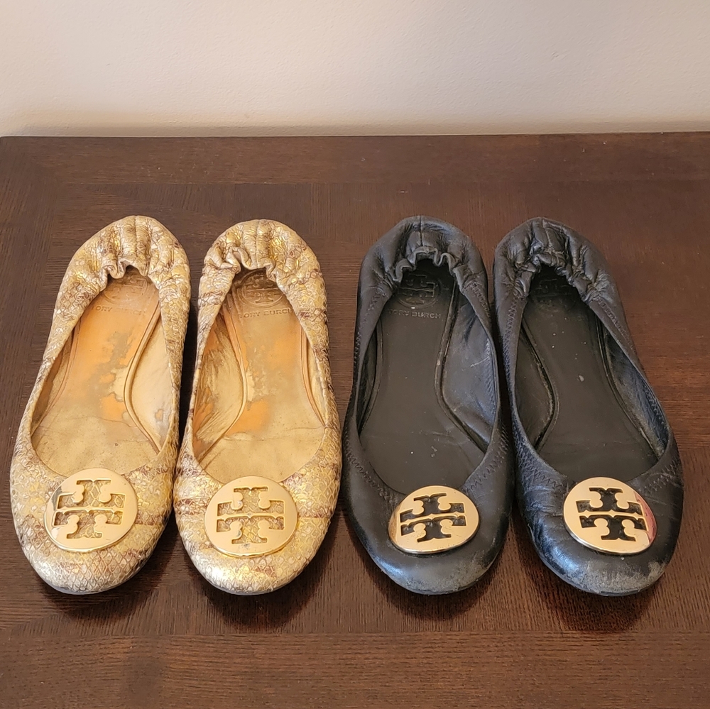 2 pair Tory Burch Reva flats size 7 1/2